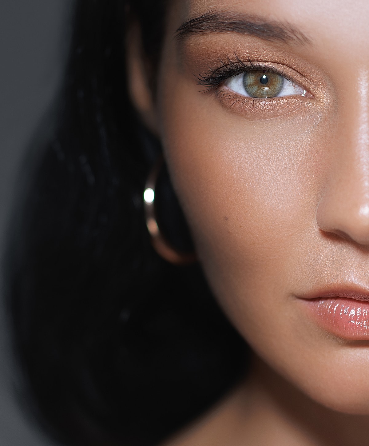 Close-up of a woman's face and eye.