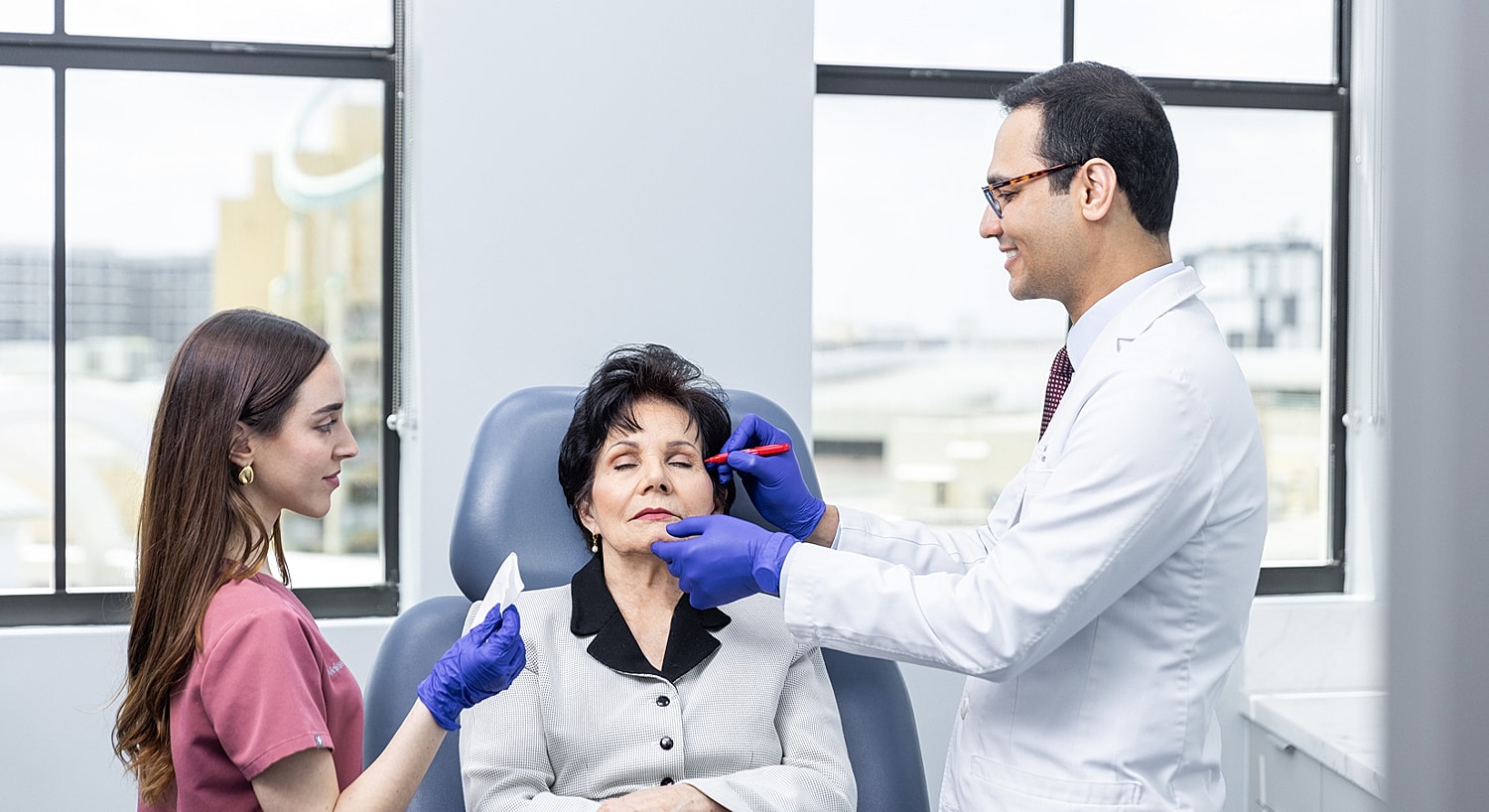 Patient consultation in a medical office setting.