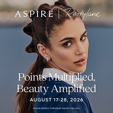 Aspire Restylane promotion with model.